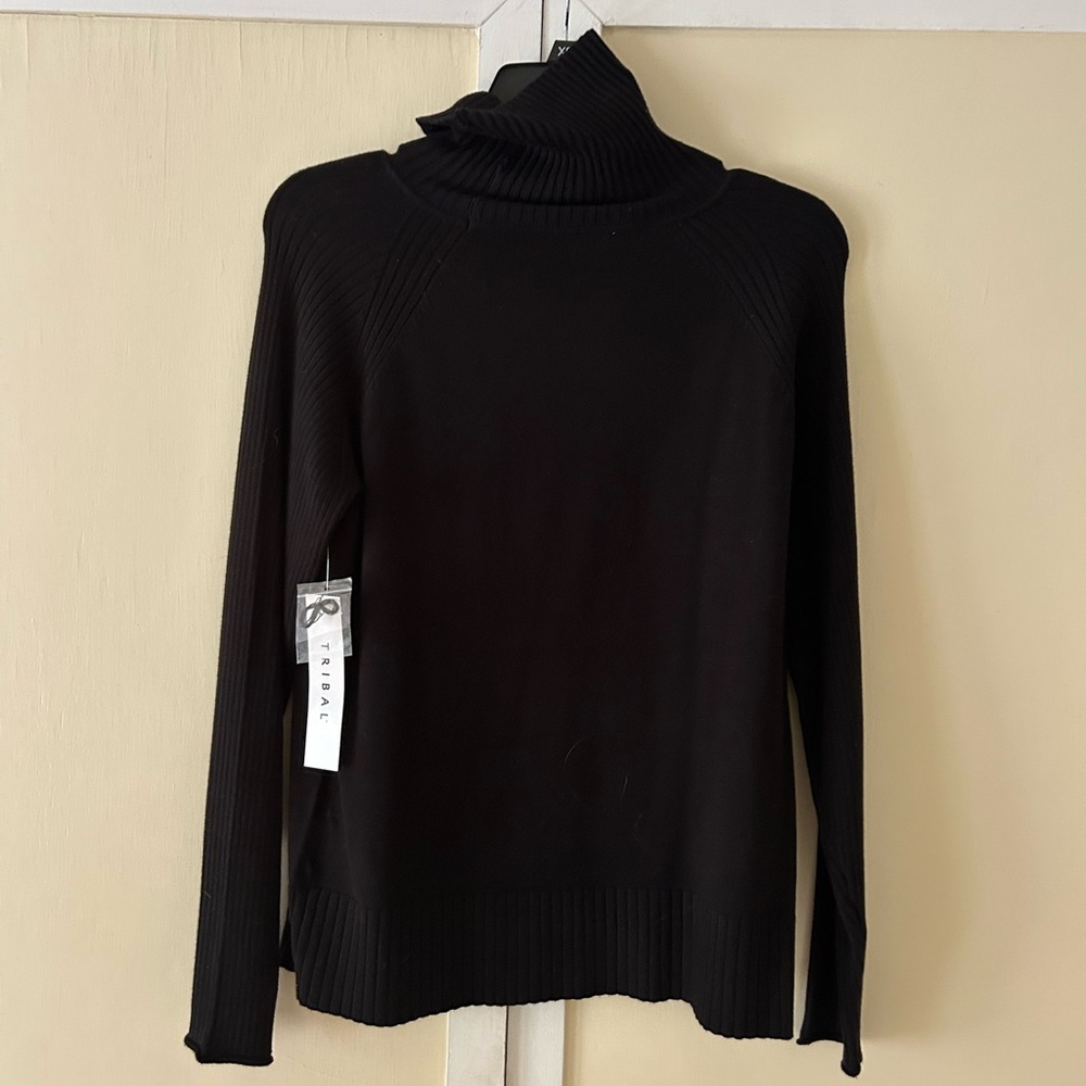 Tribal Black Turtleneck Sweater